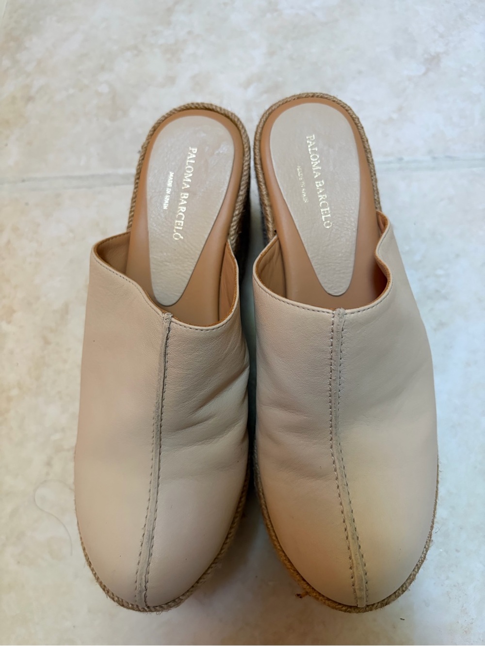 Paloma Barceló Beige Leather Espadrille Mules - Picture 2 of 4